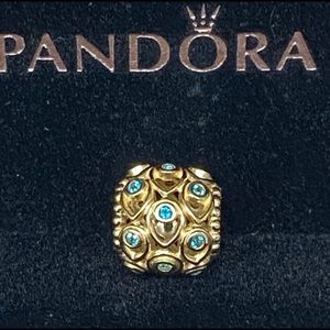 COPY - Authentic pandora 14k Ocean Treasures solid Gold and Blue Topaz Charm *R…